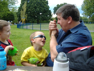 Playing with Grandad.