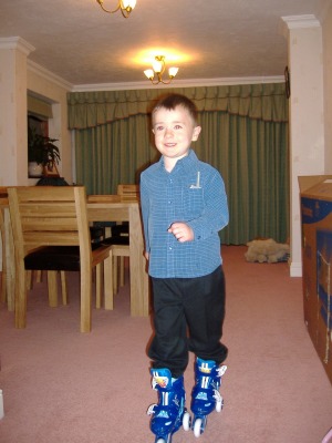 Skating round Grandad's dining room
