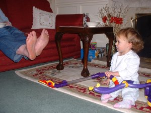 A Dyson from Granny and Grandad - "Move your feet please Mummy"